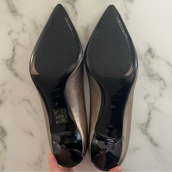 Burberry Metallic Gold/Pewter Point Toe Pumps - Picture 6 of 12